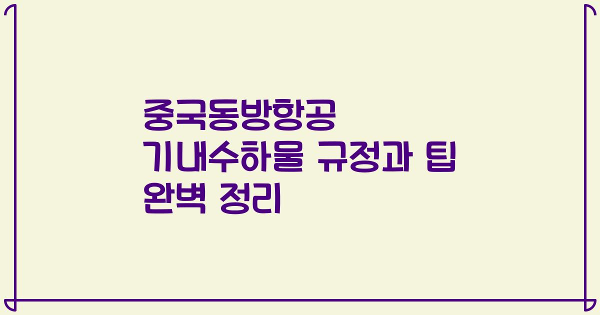 중국동방항공 기내수하물 규정과 팁 완벽 정리